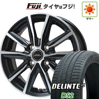 【新品 軽自動車】N-BOX タント スペーシア 夏タイヤ ホイール4本セット 155/65R14 デリンテ DS2(限定) エルベ エステローザ EST-α ブラックポリッシュ 4.5J 14インチ(送料無料)|フジコーポレーション