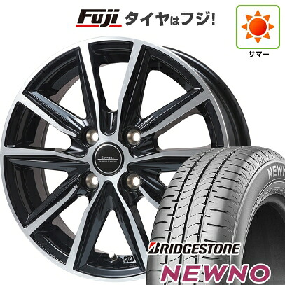 【新品 軽自動車】N-BOX タント スペーシア 夏タイヤ ホイール4本セット 155/65R14 ブリヂストン ニューノ(限定) エルベ エステローザ EST-α ブラックポリッシュ 4.5J 14インチ(送料無料)｜フジコーポレーション