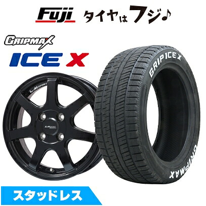 【新品 軽自動車】N-BOX タント スペーシア スタッドレスタイヤ ホイール4本セット 155/65R14 グリップマックス アイスX RWL ホワイトレター(限定) レアマイスター LMスポーツ LM-07(グロスブラック) 4.5J 14インチ(送料無料)|フジコーポレーション