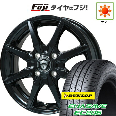 【新品 軽自動車】ソリオ 夏タイヤ ホイール4本セット 165/70R14 ダンロップ エナセーブ EC205 エルベ エステローザ EST-8S グロスブラック 4.5J 14インチ(送料無料)|フジコーポレーション