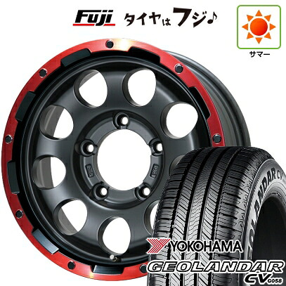 【新品】ジムニー 夏タイヤ ホイール4本セット 175/80R16 ヨコハマ ジオランダー CV G058 レアマイスター LMG CS-9 マットブラック/レッドリム 5.5J 16インチ(送料無料)|フジコーポレーション