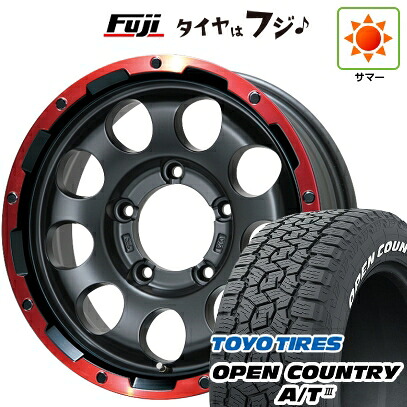 【新品】ジムニー 夏タイヤ ホイール4本セット 175/80R16 トーヨー オープンカントリー A/T III RWL/RBL レアマイスター LMG CS-9 マットブラック/レッドリム 5.5J 16インチ(送料無料)｜フジコーポレーション
