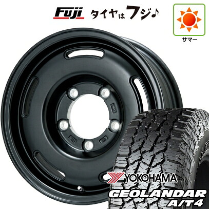 【新品】ジムニーシエラ/ジムニーノマド 夏タイヤ ホイール4本セット 195/80R15 ヨコハマ ジオランダー A/T4 G018 WL/RBL プレミックス プディン(マットブラック) 5.5J 15インチ(送料無料)｜フジコーポレーション