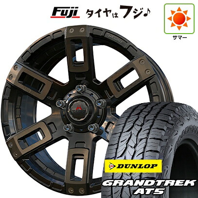 【新品】ジムニーシエラ/ジムニーノマド 夏タイヤ ホイール4本セット 225/70R16 ダンロップ グラントレック AT5 エムクライム カノン 6J 16インチ(送料無料)｜フジコーポレーション
