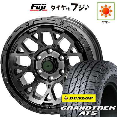 【新品】ジムニーシエラ/ジムニーノマド 夏タイヤ ホイール4本セット 215/65R16 ダンロップ グラントレック AT5 フォーバイフォーエンジニア エアージー ロックス ゴーストエディション 6J 16インチ(送料無料)|フジコーポレーション