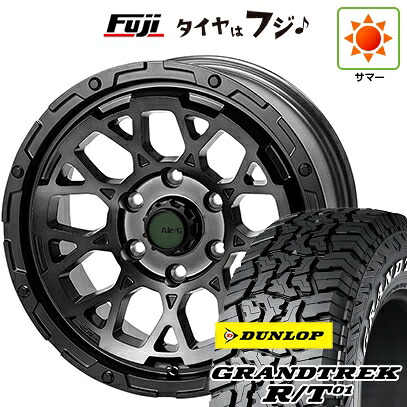【新品】ジムニーシエラ/ジムニーノマド 夏タイヤ ホイール4本セット 225/70R16 ダンロップ グラントレック R/T01 RWL/RBL フォーバイフォーエンジニア エアージー ロックス ゴーストエディション 6J 16インチ(送料無料)｜フジコーポレーション