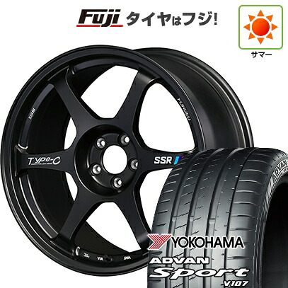 【パンク保証付き】【新品】シビック タイプR(FL5) 夏タイヤ ホイール4本セット 265/35R18 ヨコハマ アドバン スポーツ V107 SSR Type-c FORGED 9.5J 18インチ(送料無料)