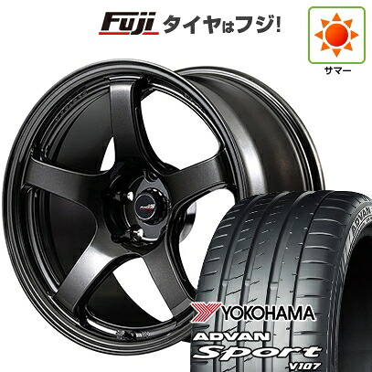 【パンク保証付き】【新品】シビック タイプR(FL5) 夏タイヤ ホイール4本セット 265/35R18 ヨコハマ アドバン スポーツ V107 MID WHEELS MID RACING R50 EVO 9.5J 18インチ(送料無料)