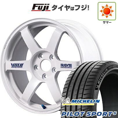 【新品】シビック タイプR(FL5) 夏タイヤ ホイール4本セット 265/35R18 ミシュラン パイロット スポーツ5 RAYS レイズ ボルクレーシング TE37 サーガ S-plus 30thステッカーVer 9.5J 18インチ(送料無料)