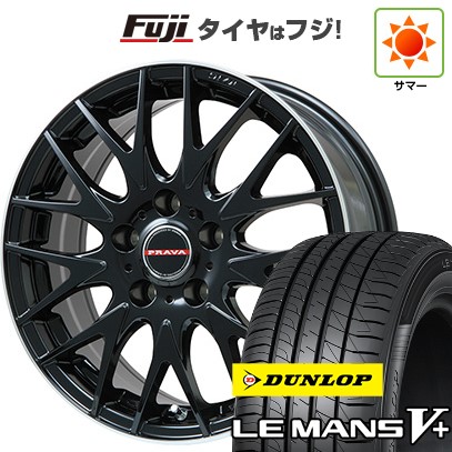 【新品国産車用4穴100】 夏タイヤ ホイール4本セット 195/50R16 ダンロップ ルマン V+(ファイブプラス) ビッグウエイ レイシーン プラバ9MJrII グロスブラック/リムポリッシュ 6.5J 16インチ(送料無料)
