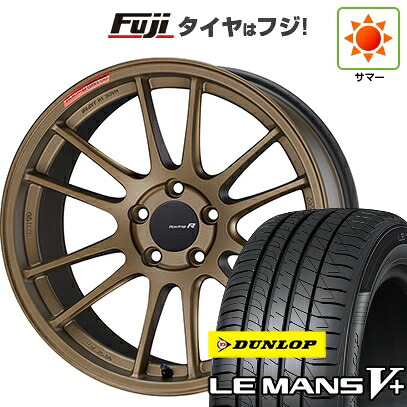 【新品国産車用5穴114.3】 夏タイヤ ホイール4本セット 215/45R18 ダンロップ ルマン V+(ファイブプラス) ENKEI エンケイ Racing Revolution GTC01 RR チタニウムゴールド 7.5J 18インチ(送料無料)｜フジコーポレーション