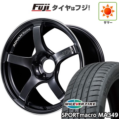 【新品国産車用5穴114.3】 夏タイヤ ホイール4本セット 215/45R18 ミレバー スポーツマクロ MA349（限定） ヨコハマ アドバンレーシング TC-4 7.5J 18インチ(送料無料)