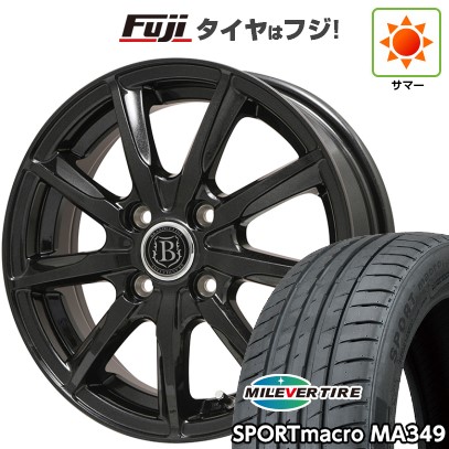 【新品国産車用5穴114.3】 夏タイヤ ホイール4本セット 205/55R17 ミレバー スポーツマクロ MA349(限定) ブランドルライン ボレアノ9 パールブラック 7J 17インチ(送料無料)|フジコーポレーション