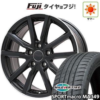 【新品国産車用5穴100】 夏タイヤ ホイール4本セット 225/40R18 ミレバー スポーツマクロ MA349(限定) エルベ Vスポーク パールブラックリムポリッシュ 7.5J 18インチ(送料無料)