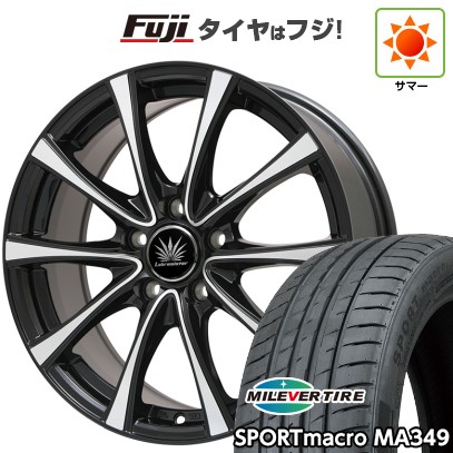 【新品国産車用5穴114.3】 夏タイヤ ホイール4本セット 225/45R18 ミレバー スポーツマクロ MA349（限定） プレミックス アマルフィV Jr(ブラックポリッシュ) 7.5J 18インチ(送料無料)｜フジコーポレーション