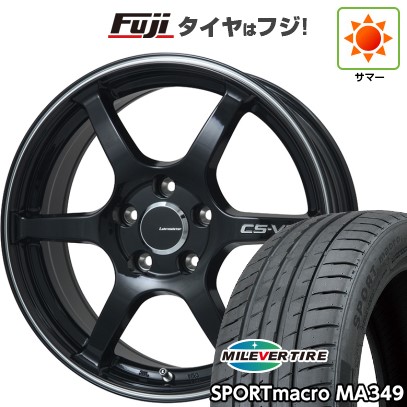 【新品国産車用5穴114.3】 夏タイヤ ホイール4本セット 205/55R17 ミレバー スポーツマクロ MA349（限定） レアマイスター CS-V6(グロスブラック/ラインポリッシュ) 7J 17インチ(送料無料)