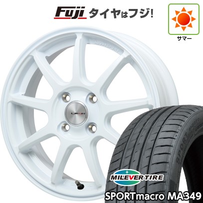 【新品国産車用4穴100】 夏タイヤ ホイール4本セット 195/50R16 ミレバー スポーツマクロ MA349（限定） レアマイスター LMスポーツ LM-QR ホワイト 6J 16インチ(送料無料)