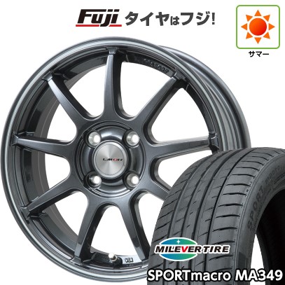 【新品国産車用4穴100】 夏タイヤ ホイール4本セット 195/50R16 ミレバー スポーツマクロ MA349（限定） レアマイスター LMスポーツ LM-QR ガンメタ/ラインポリッシュ 6.5J 16インチ(送料無料)