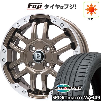 【新品国産車用4穴100】 夏タイヤ ホイール4本セット 195/50R16 ミレバー スポーツマクロ MA349（限定） ビッグウエイ B-LUGNAS FRD(ブロンズ/リムポリッシュ) 6.5J 16インチ(送料無料) 54,240円