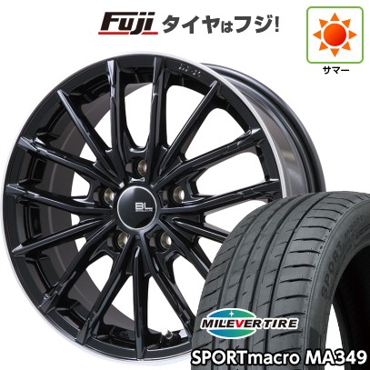 【新品国産車用5穴114.3】 夏タイヤ ホイール4本セット 235/55R18 ミレバー スポーツマクロ MA349(限定) ブランドルライン DF-10M グロスブラック/リムポリッシュ 7.5J 18インチ(送料無料)|フジコーポレーション