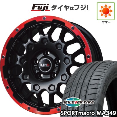 【新品国産車用5穴114.3】 夏タイヤ ホイール4本セット 235/55R18 ミレバー スポーツマクロ MA349（限定） レアマイスター LMG MS-9W マットブラックレッドリム 7.5J 18インチ(送料無料)