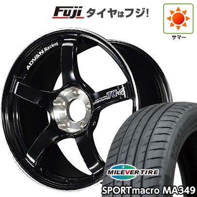 【新品国産車用4穴100】 夏タイヤ ホイール4本セット 195/50R16 ミレバー スポーツマクロ MA349（限定） ヨコハマ アドバンレーシング TC-4 SE 6.5J 16インチ(送料無料)