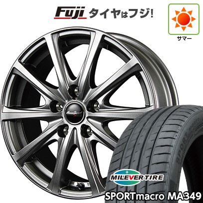 【新品国産車用5穴114.3】 夏タイヤ ホイール4本セット 205/55R17 ミレバー スポーツマクロ MA349（限定） MID WHEELS V25 メタリックグレー 7J 17インチ(送料無料)