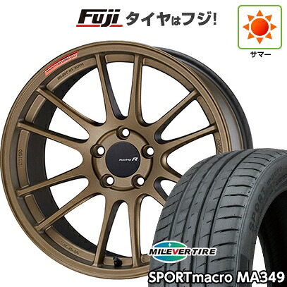 【新品国産車用5穴114.3】 夏タイヤ ホイール4本セット 215/45R18 ミレバー スポーツマクロ MA349（限定） ENKEI エンケイ Racing Revolution GTC01 RR チタニウムゴールド 7.5J 18インチ(送料無料)