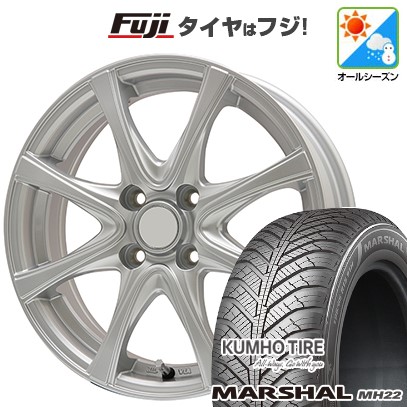 【新品 軽自動車】ソリオ ハスラー オールシーズンタイヤ ホイール4本セット 165/70R14 クムホ マーシャル MH22 オールシーズン(限定) エルベ エステローザ FSV シルバー 4.5J 14インチ(送料無料)