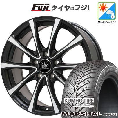【新品国産車用5穴114.3】 オールシーズンタイヤ ホイール4本セット 205/55R16 クムホ マーシャル MH22 オールシーズン(限定) プレミックス アマルフィV Jr(ブラックポリッシュ) 6.5J 16インチ(送料無料)|フジコーポレーション