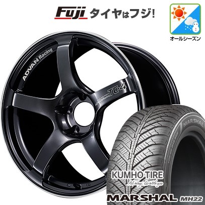 【新品国産車用5穴114.3】 オールシーズンタイヤ ホイール4本セット 215/50R17 クムホ マーシャル MH22 オールシーズン(限定) ヨコハマ アドバンレーシング TC-4 7.5J 17インチ(送料無料)|フジコーポレーション