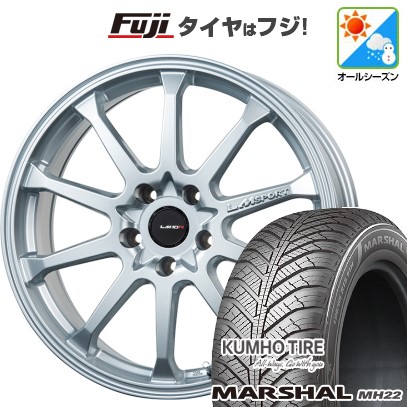 【新品国産車用5穴114.3】 オールシーズンタイヤ ホイール4本セット 225/45R18 95 W XL クムホ マーシャル MH22 オールシーズン(限定) レアマイスター LMスポーツ LM-10R(メタリックシルバー) 7.5J 18インチ(送料無料)