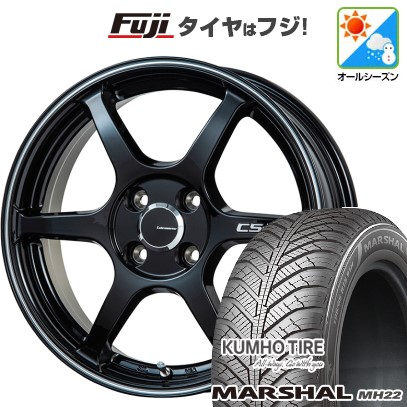 【新品国産車用4穴100】 オールシーズンタイヤ ホイール4本セット 195/55R16 91 V XL クムホ マーシャル MH22 オールシーズン(限定) レアマイスター CS-V6(グロスブラック/ラインポリッシュ) 6J 16インチ(送料無料)|フジコーポレーション