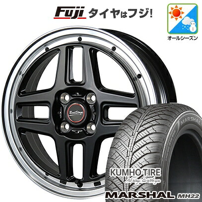 【新品 軽自動車】N-BOX タント スペーシア オールシーズンタイヤ ホイール4本セット 155/65R14 クムホ マーシャル MH22 オールシーズン(限定) ブレスト ビートステージ WT-C 4.5J 14インチ(送料無料)