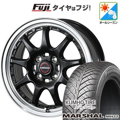 【新品国産車用4穴100】 オールシーズンタイヤ ホイール4本セット 185/55R15 クムホ マーシャル MH22 オールシーズン(限定) ブレスト ユーロマジック タイプSC-9 6J 15インチ(送料無料)