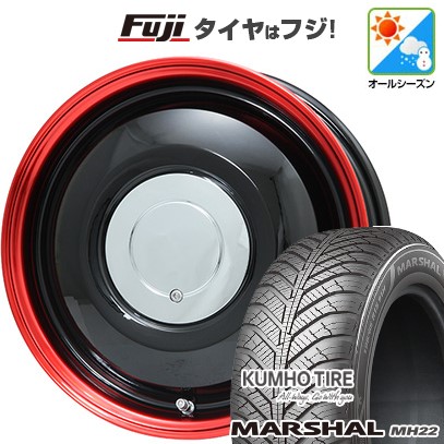 【新品 軽自動車】ソリオ ハスラー オールシーズンタイヤ ホイール4本セット 165/70R14 クムホ マーシャル MH22 オールシーズン(限定) WORK ワーク レッドスレッド フジオリジナルカラー 4.5J 14インチ(送料無料)