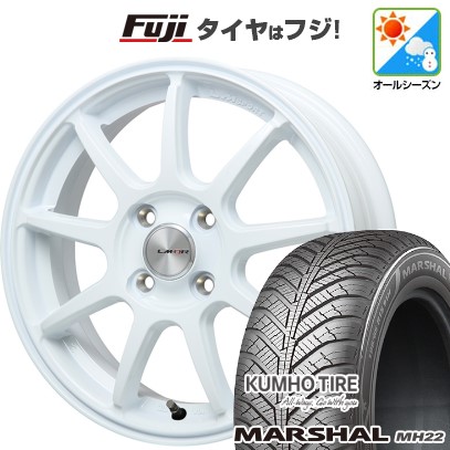 【新品国産車用4穴100】 オールシーズンタイヤ ホイール4本セット 185/60R15 クムホ マーシャル MH22 オールシーズン(限定) レアマイスター LMスポーツ LM-QR ホワイト 6J 15インチ(送料無料)
