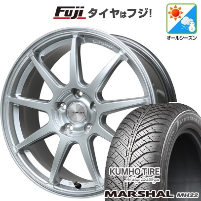 【新品国産車用5穴114.3】 オールシーズンタイヤ ホイール4本セット 225/45R18 95 W XL クムホ マーシャル MH22 オールシーズン(限定) レアマイスター LMスポーツ LM-QR ハイパーシルバー 7.5J 18インチ(送料無料)｜フジコーポレーション