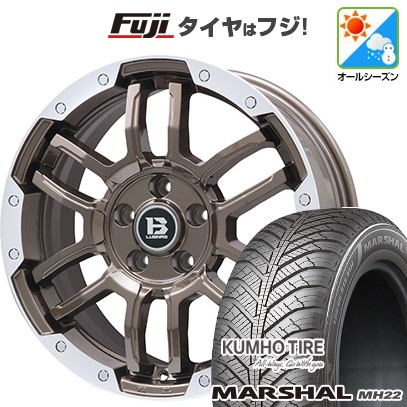 【新品国産車用5穴114.3】 オールシーズンタイヤ ホイール4本セット 215/60R17 クムホ マーシャル MH22 オールシーズン(限定) ビッグウエイ B-LUGNAS FRD(ブロンズ/リムポリッシュ) 7J 17インチ(送料無料)