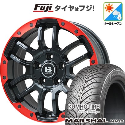 【新品国産車用5穴114.3】 オールシーズンタイヤ ホイール4本セット 215/60R17 クムホ マーシャル MH22 オールシーズン(限定) ビッグウエイ B-LUGNAS FRD(マットブラック/レッドリム) 7J 17インチ(送料無料)