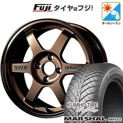 【新品国産車用4穴100】 オールシーズンタイヤ ホイール4本セット 175/65R14 クムホ マーシャル MH22 オールシーズン(限定) RAYS レイズ ボルクレーシング TE37 6J 14インチ(送料無料)