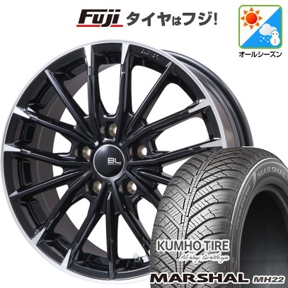 【新品国産車用5穴114.3】 オールシーズンタイヤ ホイール4本セット 215/50R17 クムホ マーシャル MH22 オールシーズン(限定) ブランドルライン DF-10M グロスブラック/カットスポーク 7J 17インチ(送料無料)|フジコーポレーション