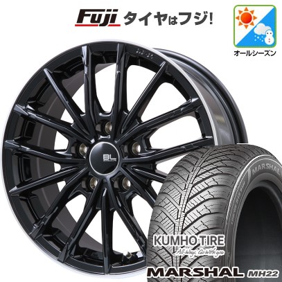 【新品】シエンタ 2022- オールシーズンタイヤ ホイール4本セット 195/55R16 91 V XL クムホ マーシャル MH22 オールシーズン(限定) ブランドルライン DF-10M グロスブラック/リムポリッシュ 6.5J 16インチ(送料無料)