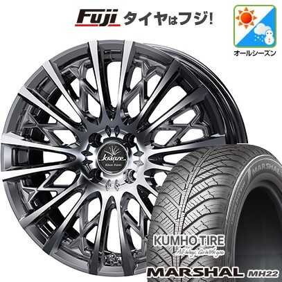 【新品国産車用4穴100】 オールシーズンタイヤ ホイール4本セット 195/55R16 91 V XL クムホ マーシャル MH22 オールシーズン(限定) WEDS ウェッズ クレンツェ シュリット 855EVO 6J 16インチ(送料無料) 104,170円