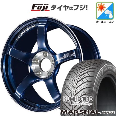 【新品国産車用4穴100】 オールシーズンタイヤ ホイール4本セット 185/60R15 クムホ マーシャル MH22 オールシーズン(限定) ヨコハマ アドバンレーシング TC-4 SE 5.5J 15インチ(送料無料)|フジコーポレーション