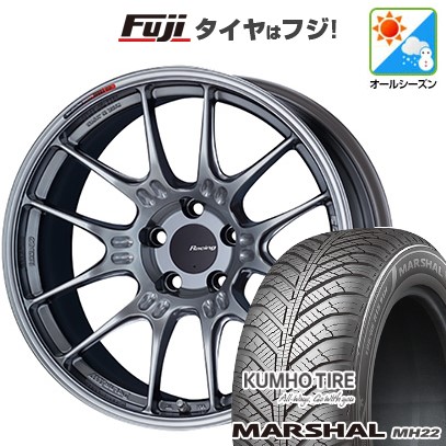 【新品国産車用5穴100】 オールシーズンタイヤ ホイール4本セット 215/45R17 クムホ マーシャル MH22 オールシーズン(限定) ENKEI エンケイ Racing GTC02 7.5J 17インチ(送料無料)｜フジコーポレーション