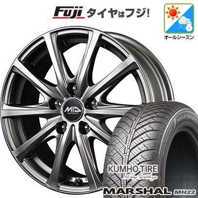 【新品国産車用5穴114.3】 オールシーズンタイヤ ホイール4本セット 205/60R16 クムホ マーシャル MH22 オールシーズン(限定) MID WHEELS V25 メタリックグレー 6.5J 16インチ(送料無料)