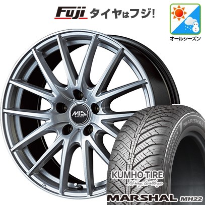 【新品国産車用5穴114.3】 オールシーズンタイヤ ホイール4本セット 205/60R16 クムホ マーシャル MH22 オールシーズン(限定) MID WHEELS SQ27 6.5J 16インチ(送料無料)