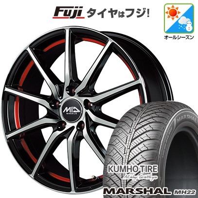 【新品国産車用5穴114.3】 オールシーズンタイヤ ホイール4本セット 205/55R17 クムホ マーシャル MH22 オールシーズン(限定) MID WHEELS RX810 7J 17インチ(送料無料)｜フジコーポレーション