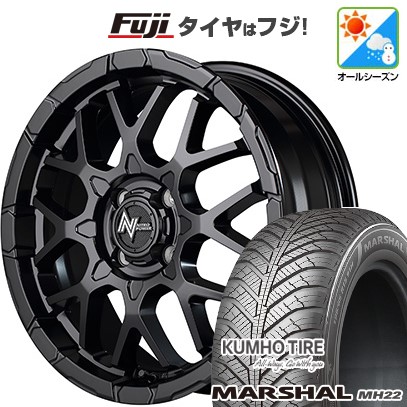 【新品国産車用4穴100】 オールシーズンタイヤ ホイール4本セット 195/55R16 91 V XL クムホ マーシャル MH22 オールシーズン(限定) MID WHEELS NITRO POWER M28 バレットKC 6J 16インチ(送料無料)